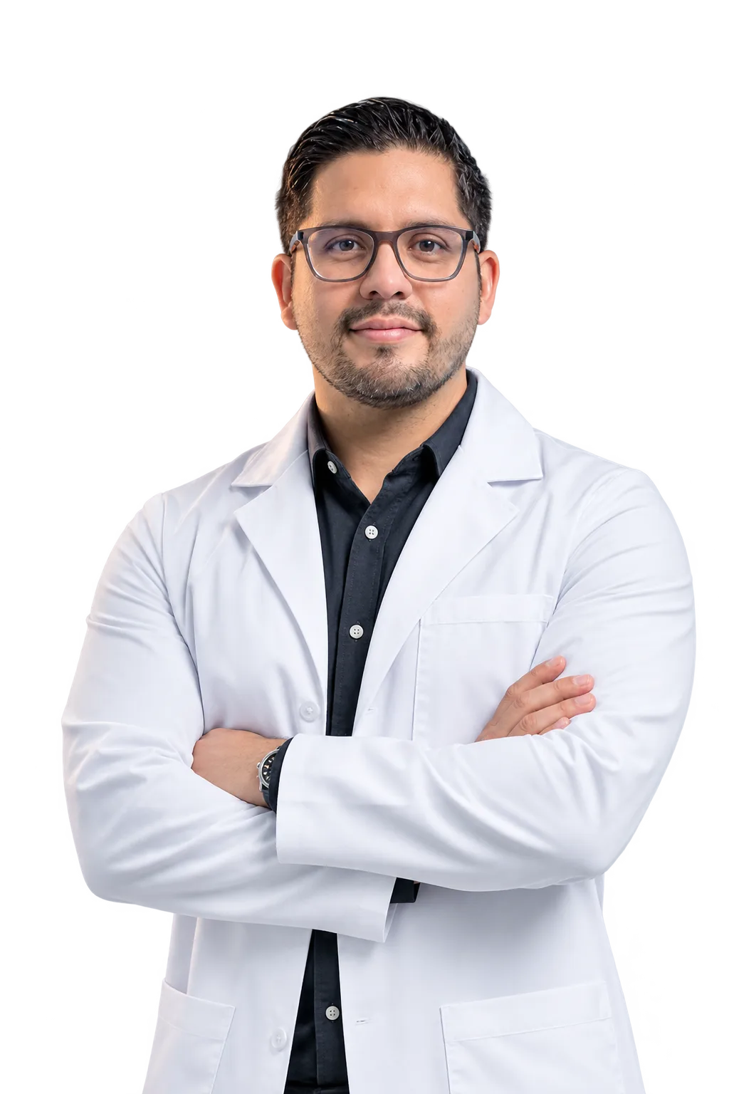 Dr. Augusto Lock, cirujano general, bariátrico y metabólico, con bata blanca